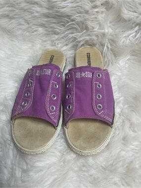 Converse unisex Purple All Star Canvas cutaway slides Sandals W SZ8 , M SZ7